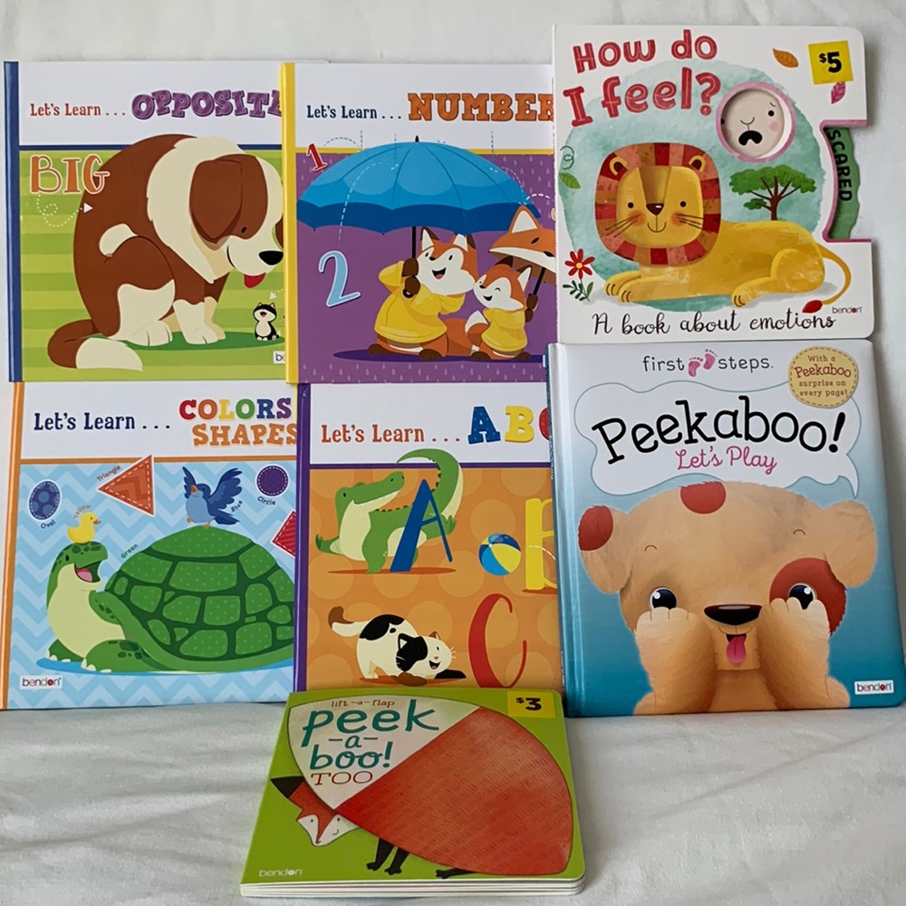 Bundle of 7 kids books Let’s Learn Peekaboo How i feel